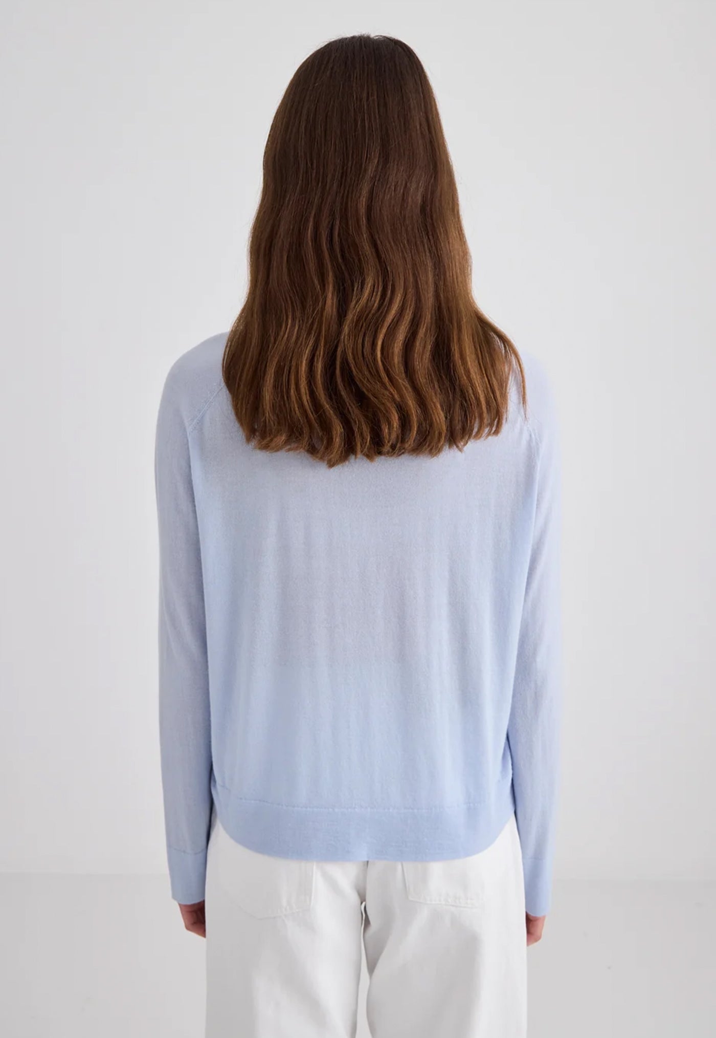 Featherlight Cashmere V-Neck - Pale Blue