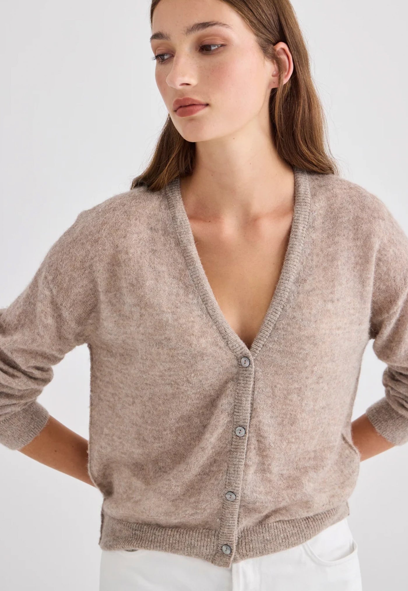 Mila Alpaca Cardigan - Hazel