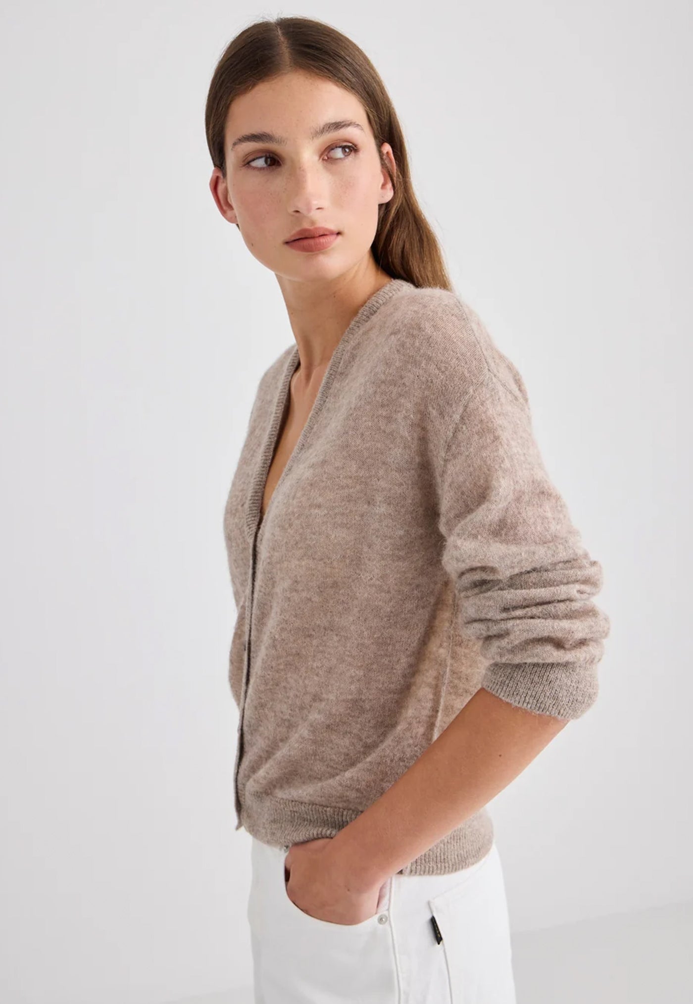 Mila Alpaca Cardigan - Hazel