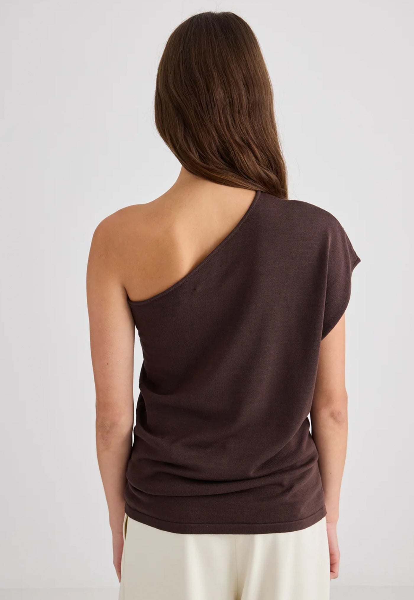 Signe One Shoulder Top - Chocolate