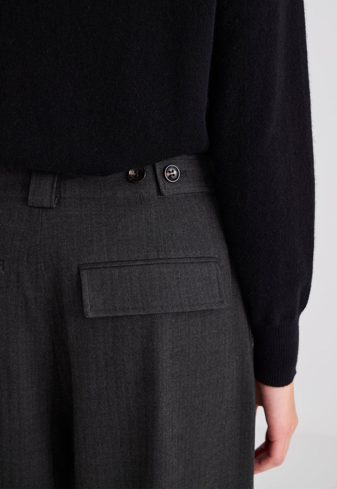 Wide Leg Pleat Front Trouser - Graphite