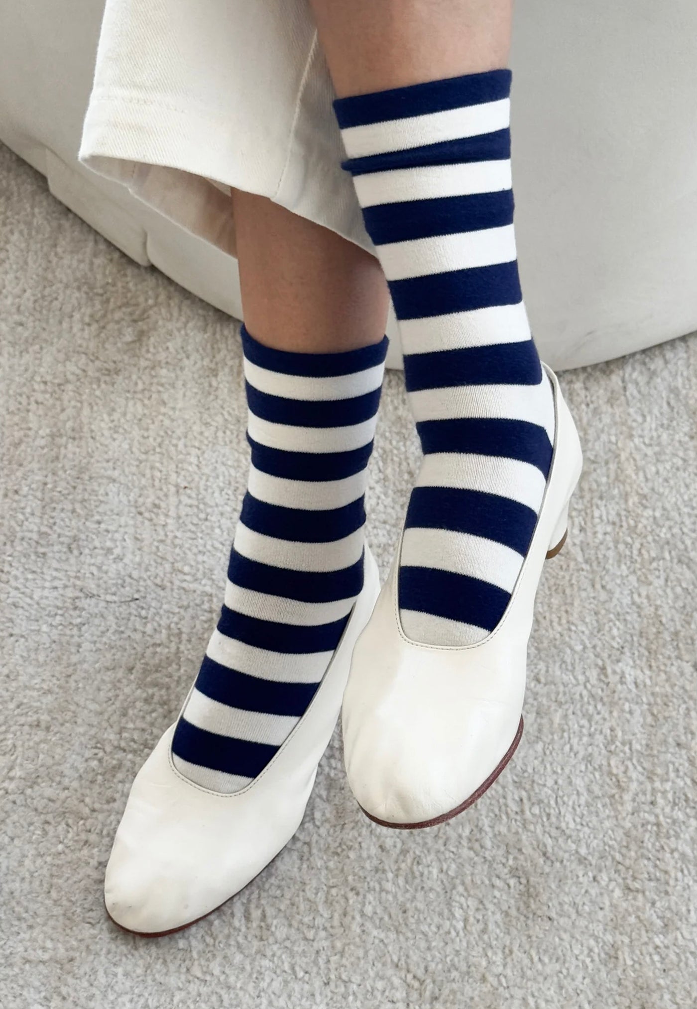 Wally Socks - Wide Navy/Stripe