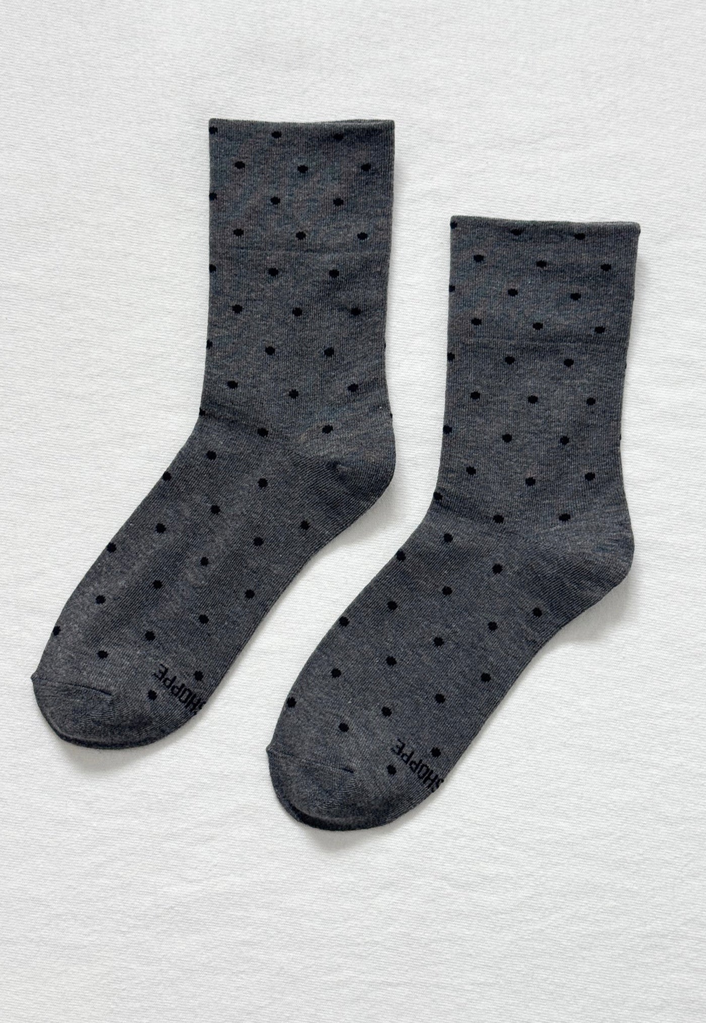 Polka Dot Sneaker Socks - Charcoal/Black