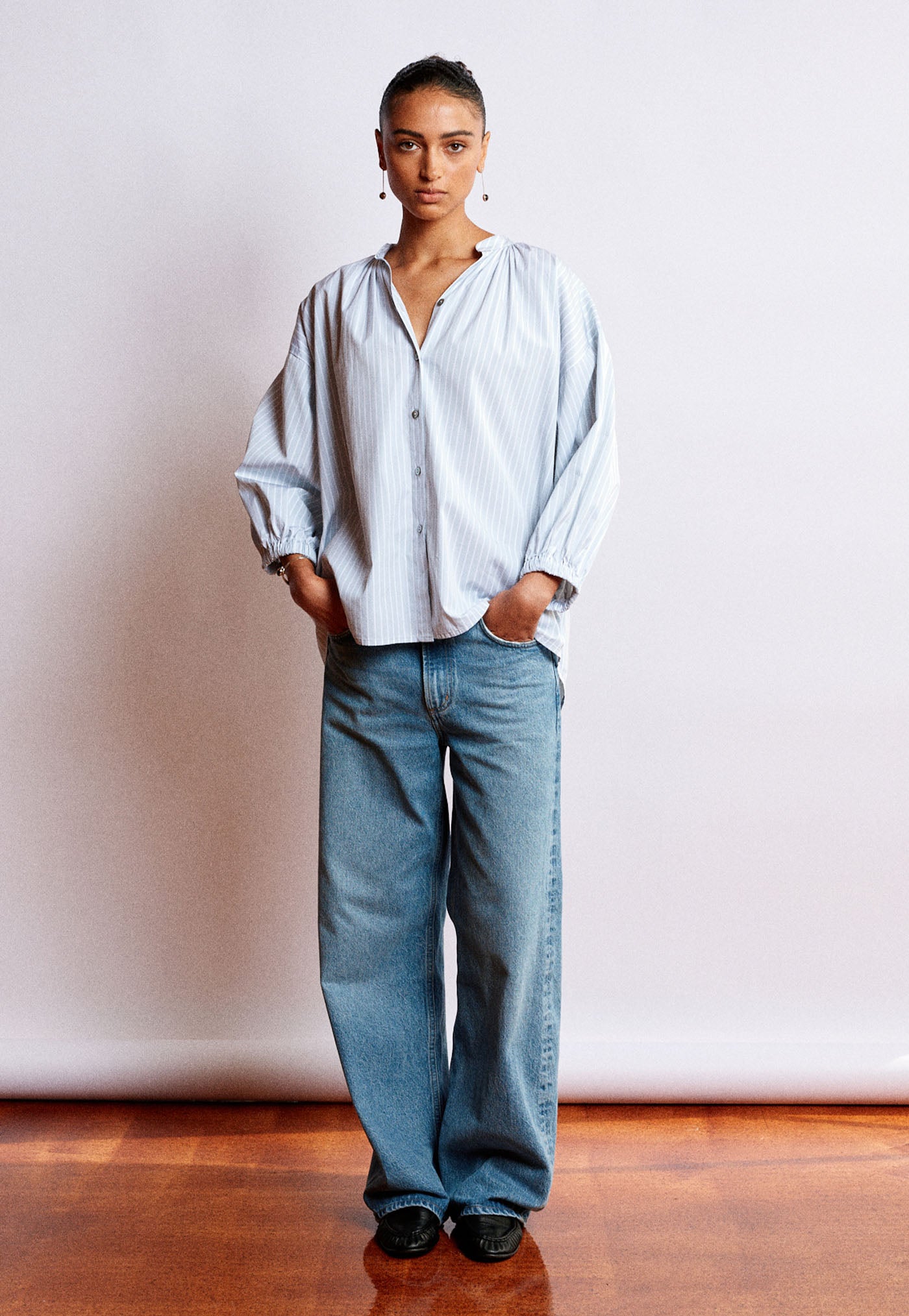 Everyday Blouse - Cloud Grey Stripe