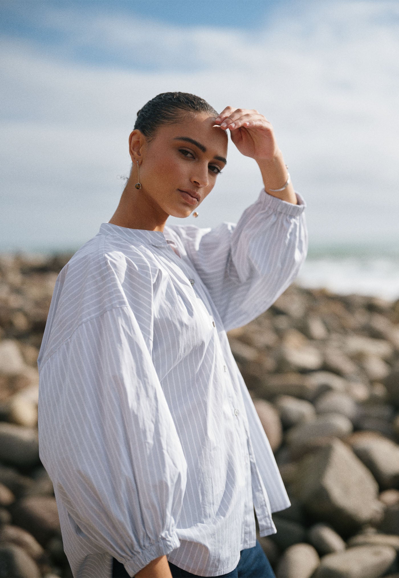 Everyday Blouse - Cloud Grey Stripe