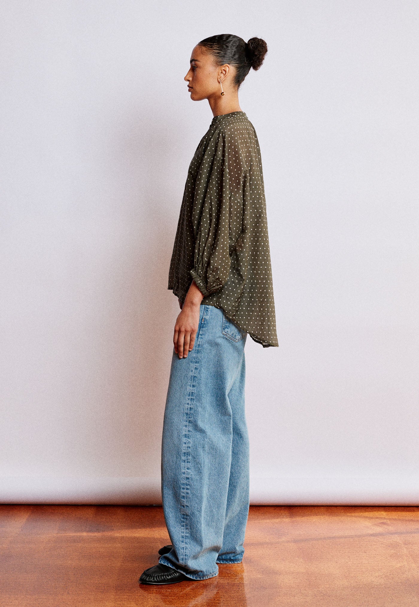 Everyday Blouse - Olive Polka Dot