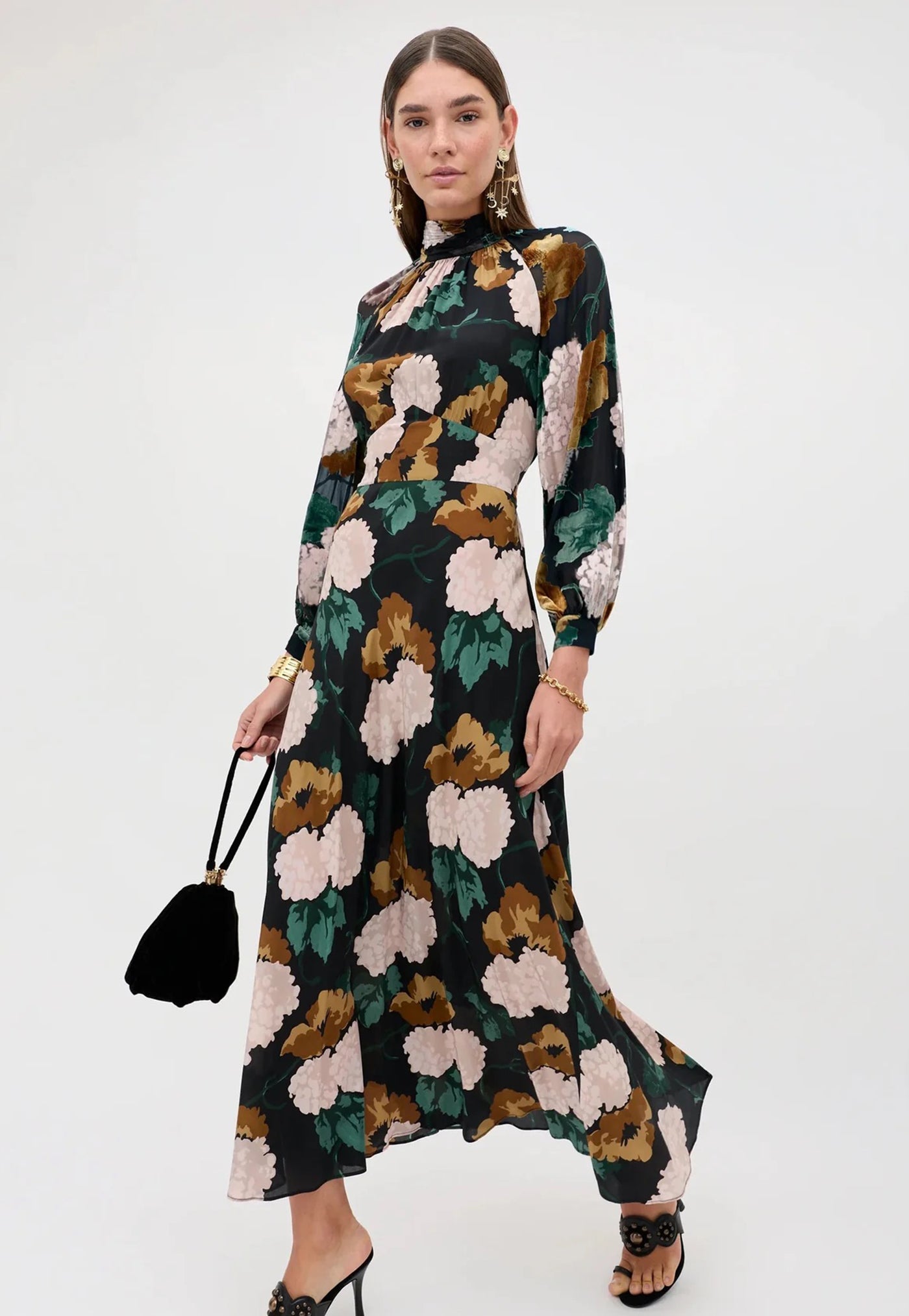 Paige Dress - Hydrangea Floral Charcoal