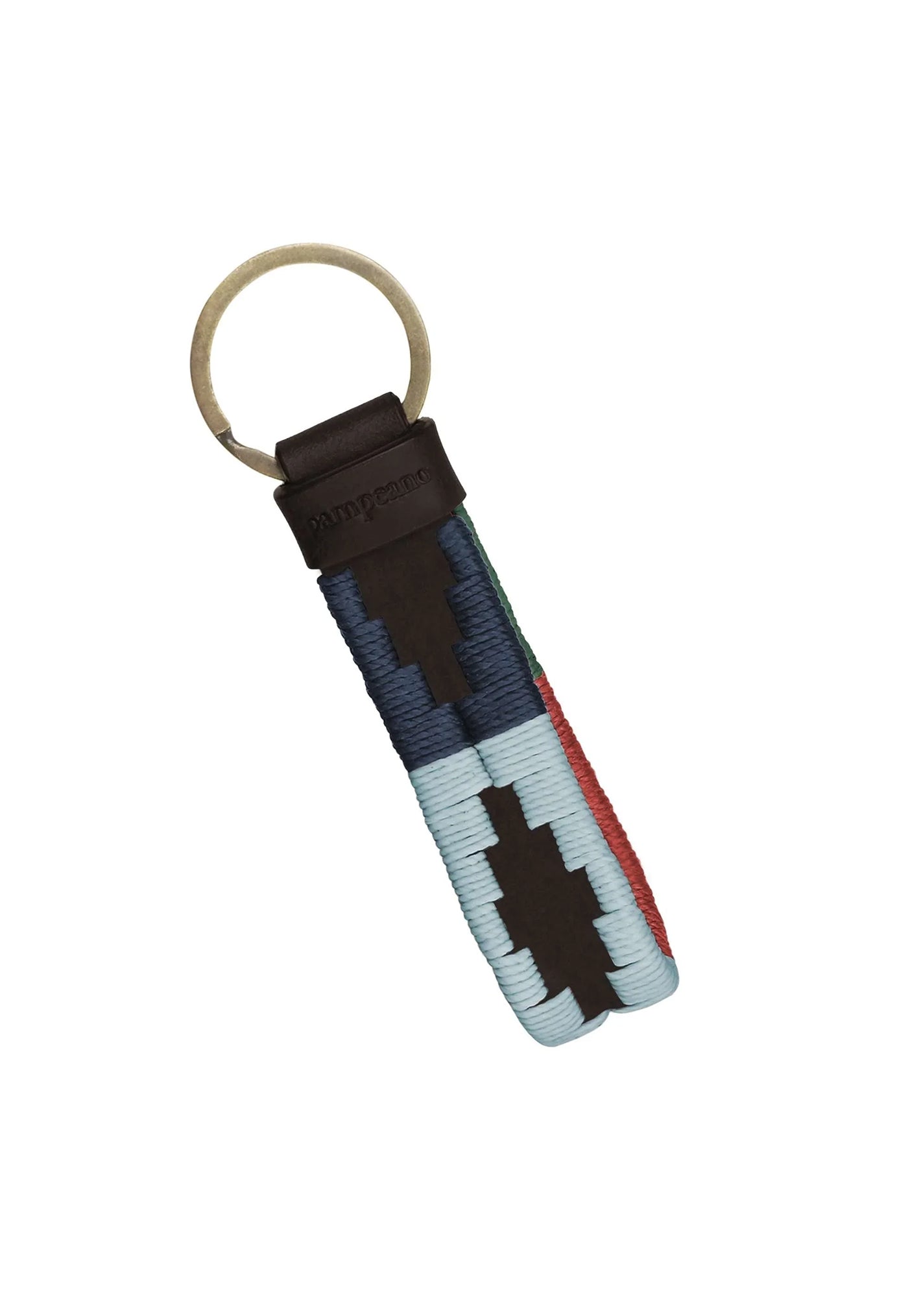 Brown Leather Charro Loop Key Ring - Multi Stitching