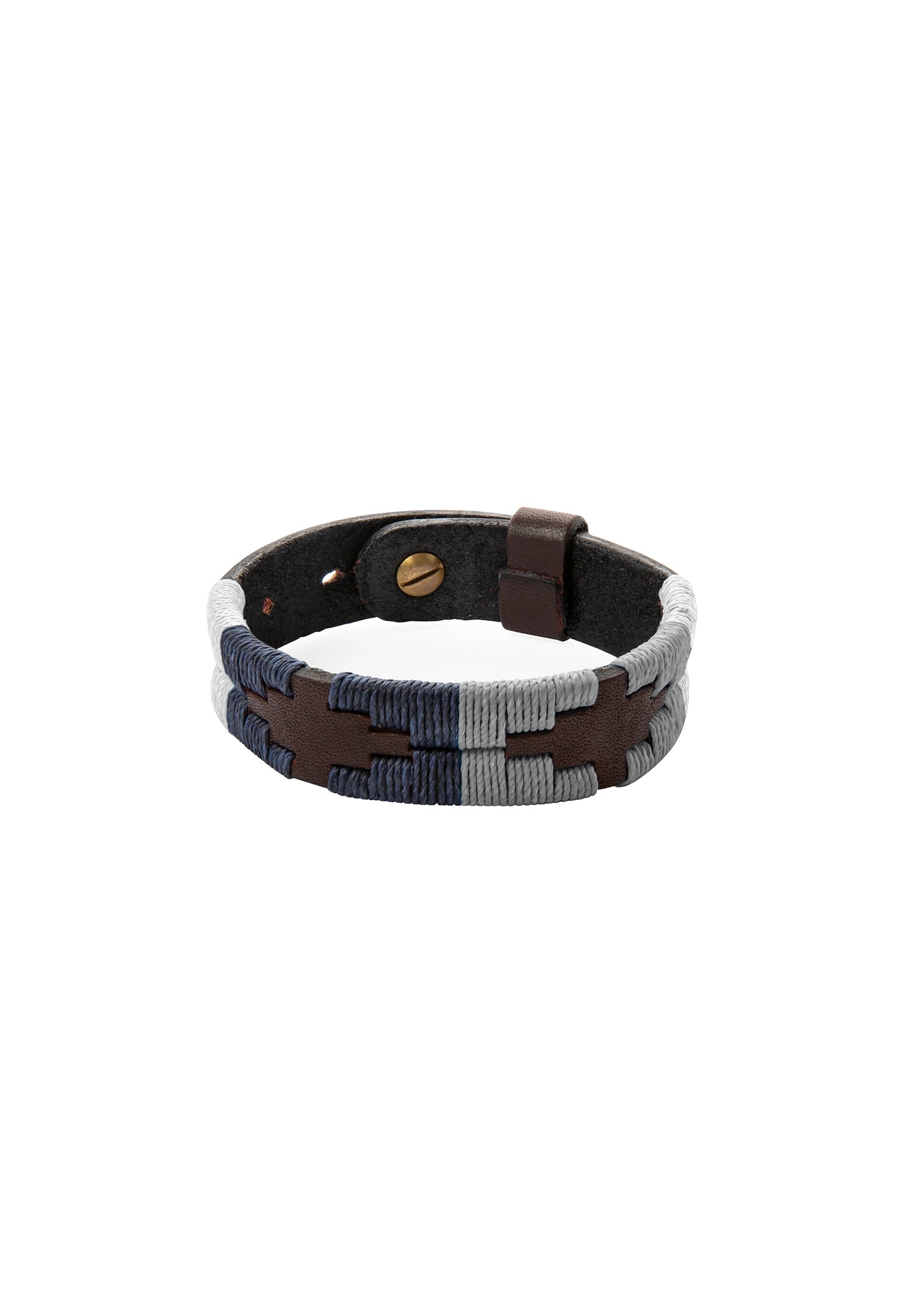 Brown Leather Bracelet with Roca Stitching