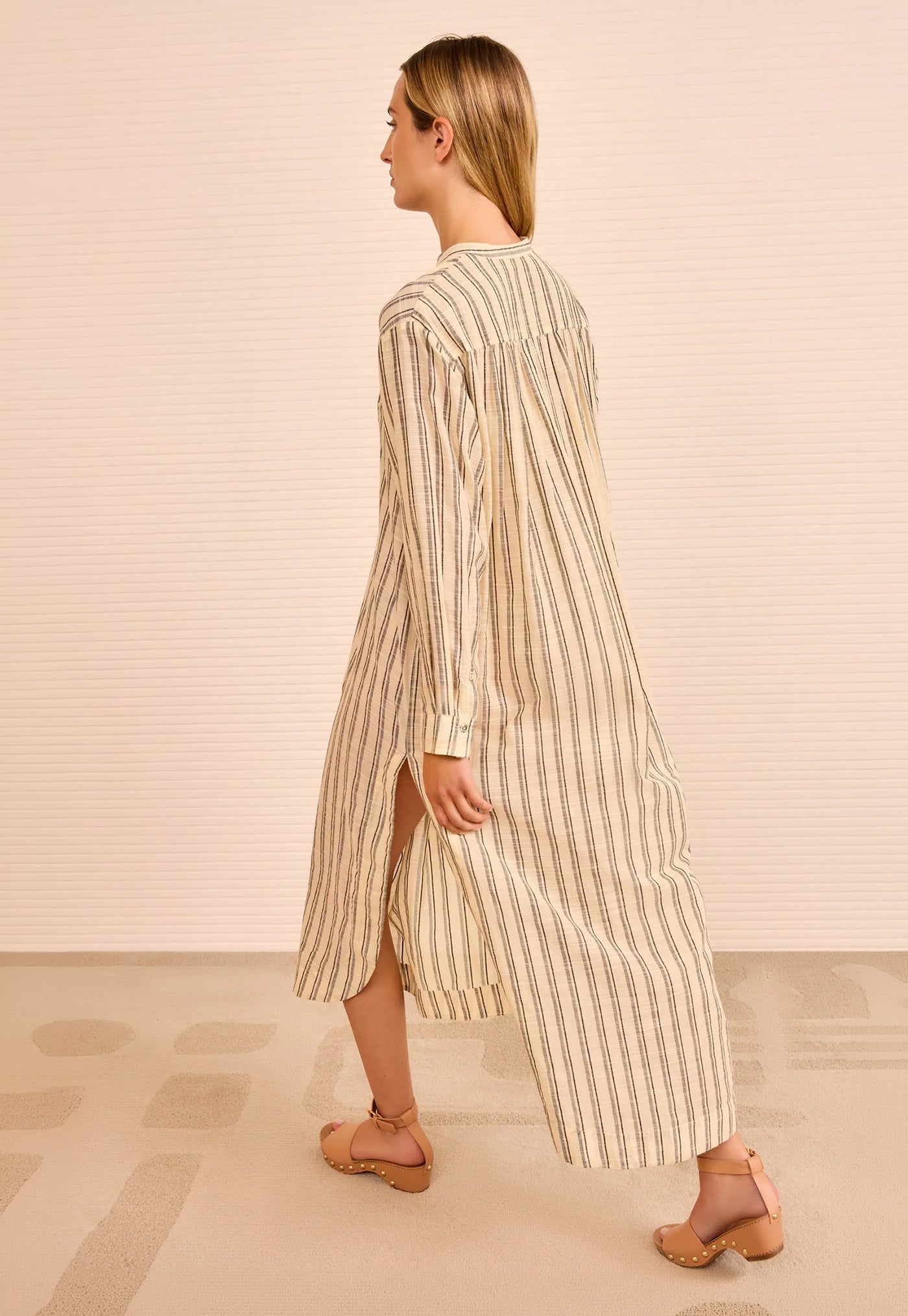 Brita Striped Dress Coverup - Cowrie Stripe