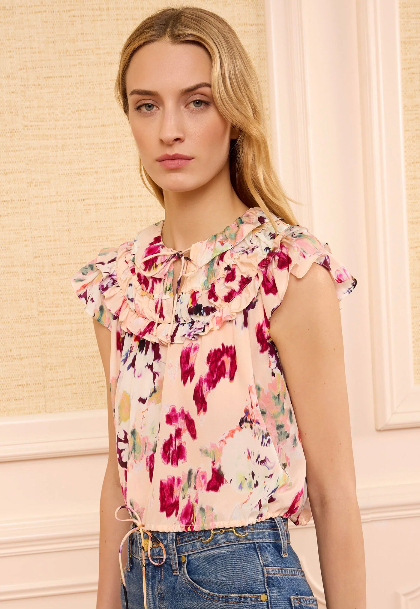 Eleonore Silk Top - Summer Garden