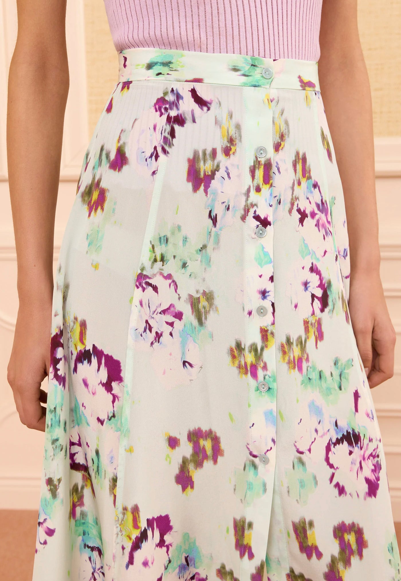 Rowan Silk Midi Skirt - Oasis