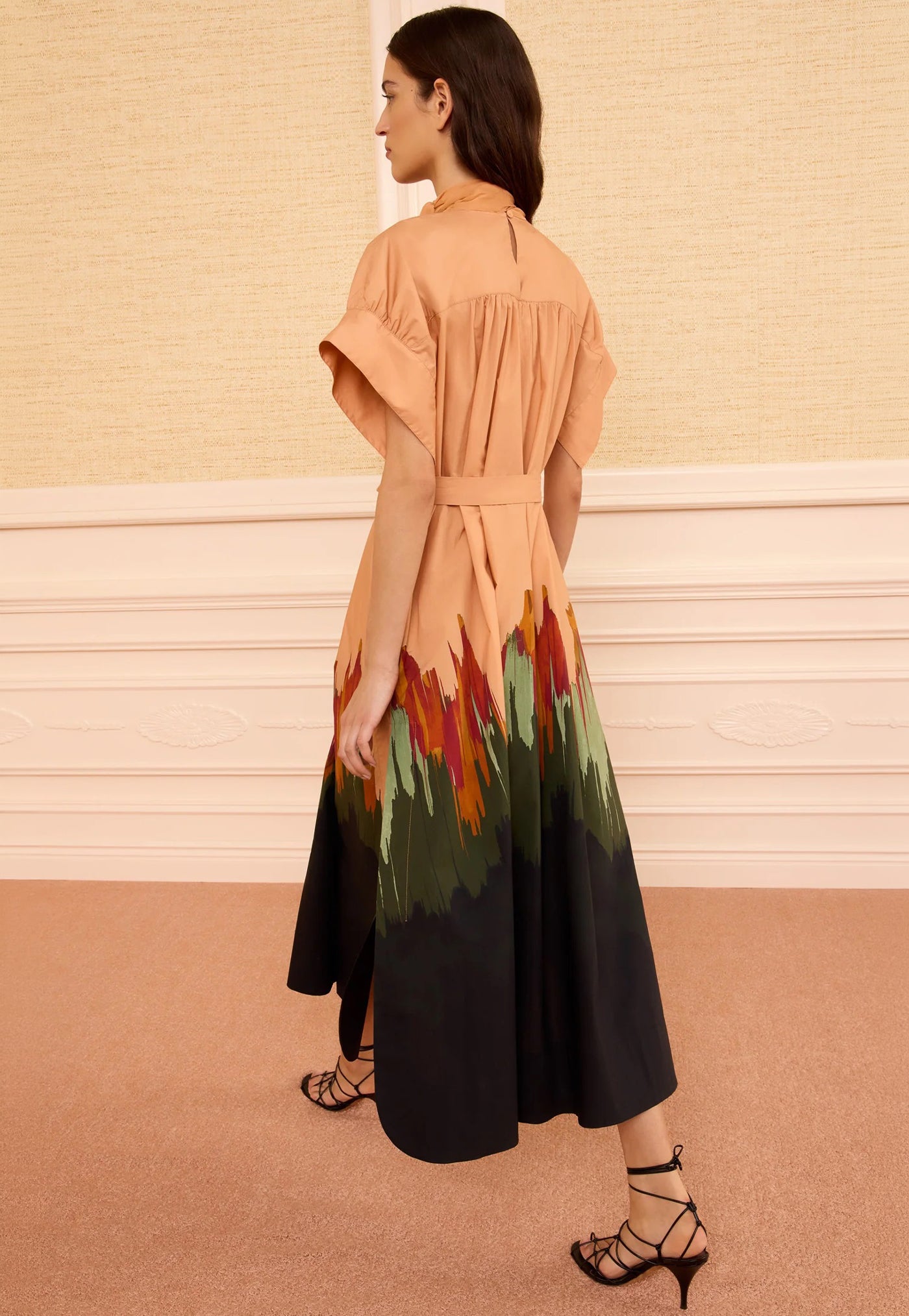 Studio Cotton Dress with Chiffon Tie - Agate