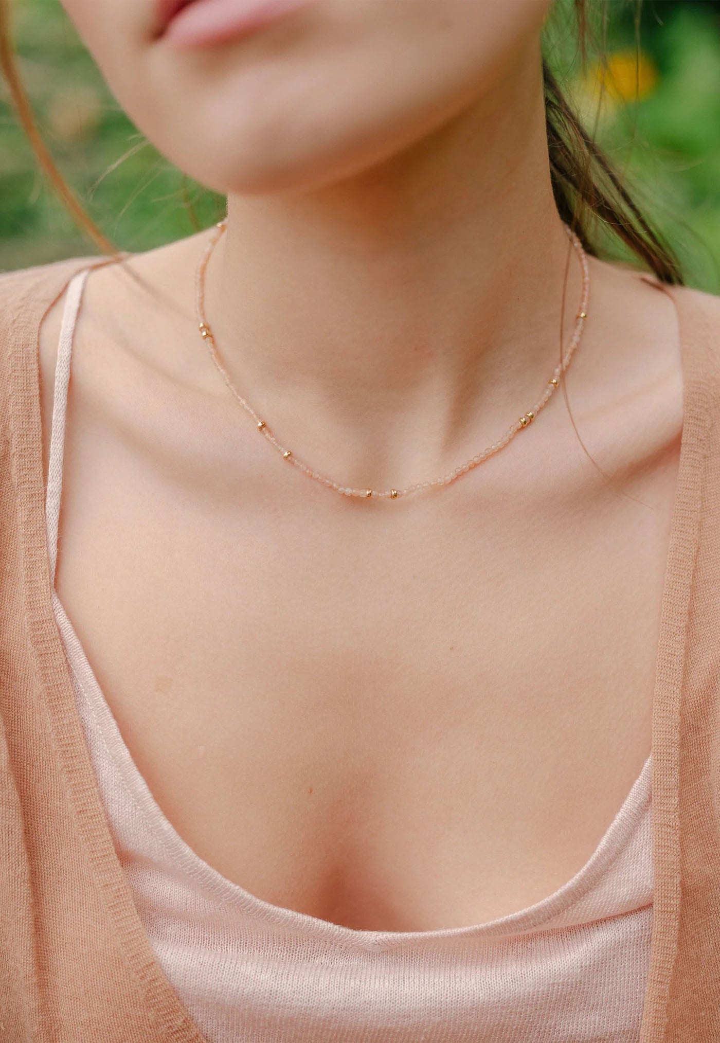 Magic Trip Moonstone Short Necklace - Peach