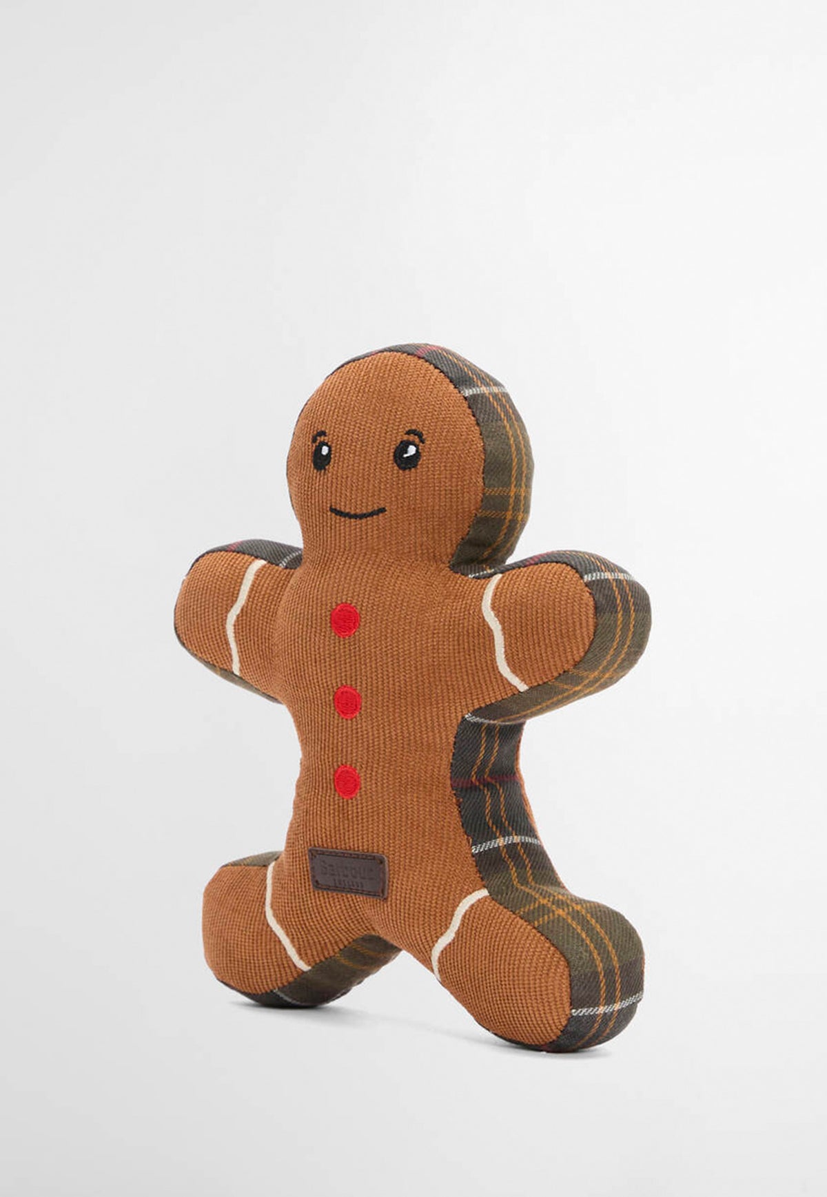 Barbour Christmas Gingerbread Dog Toy featuring a festive plush gingerbread character with signature tartan trim.