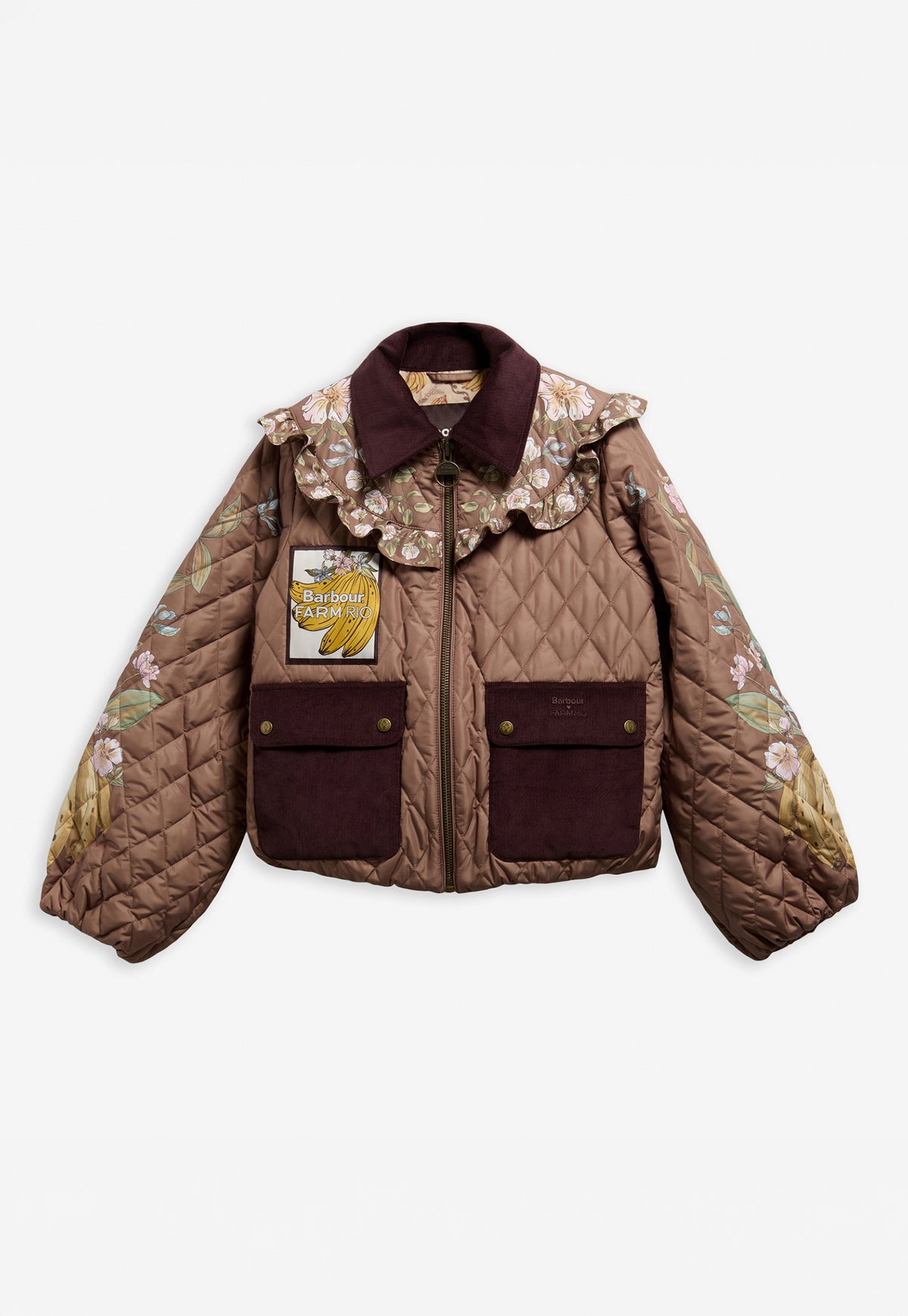 Barbour x Farm Rio Anamaria Quilted Jacket - Heart of Tropics/Banana Print