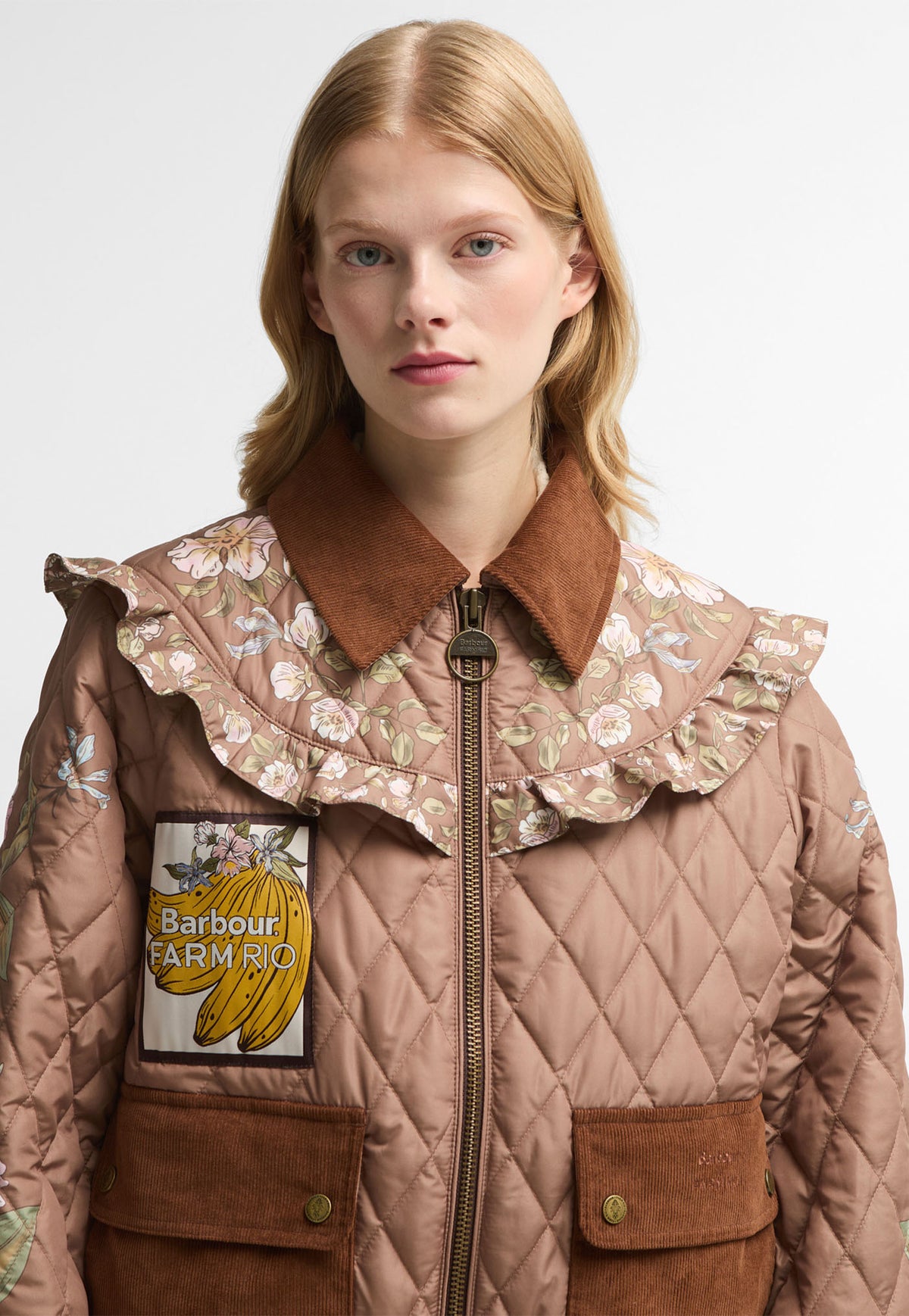 Barbour x Farm Rio Anamaria Quilted Jacket - Heart of Tropics/Banana Print