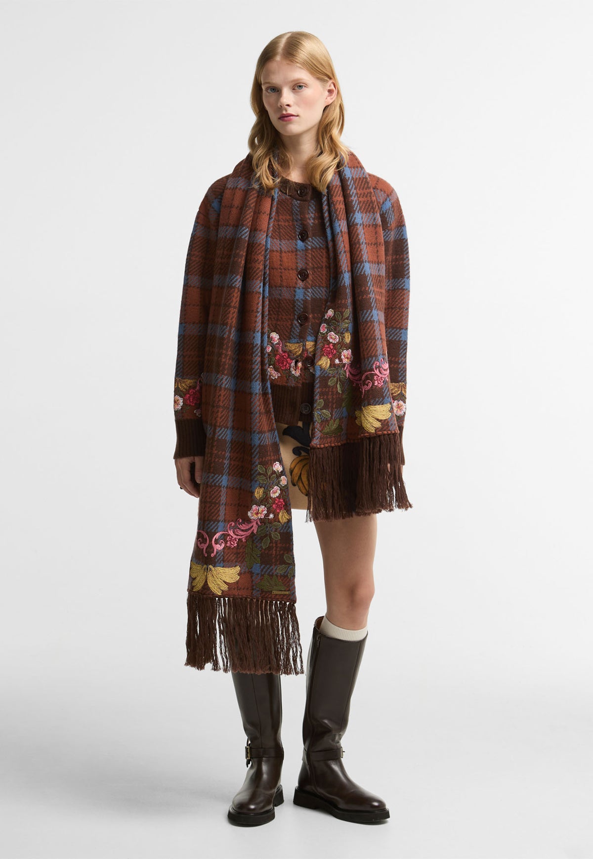 Barbour x Farm Rio Angelonia Knitted Scarf - Tropical Tea Tartan