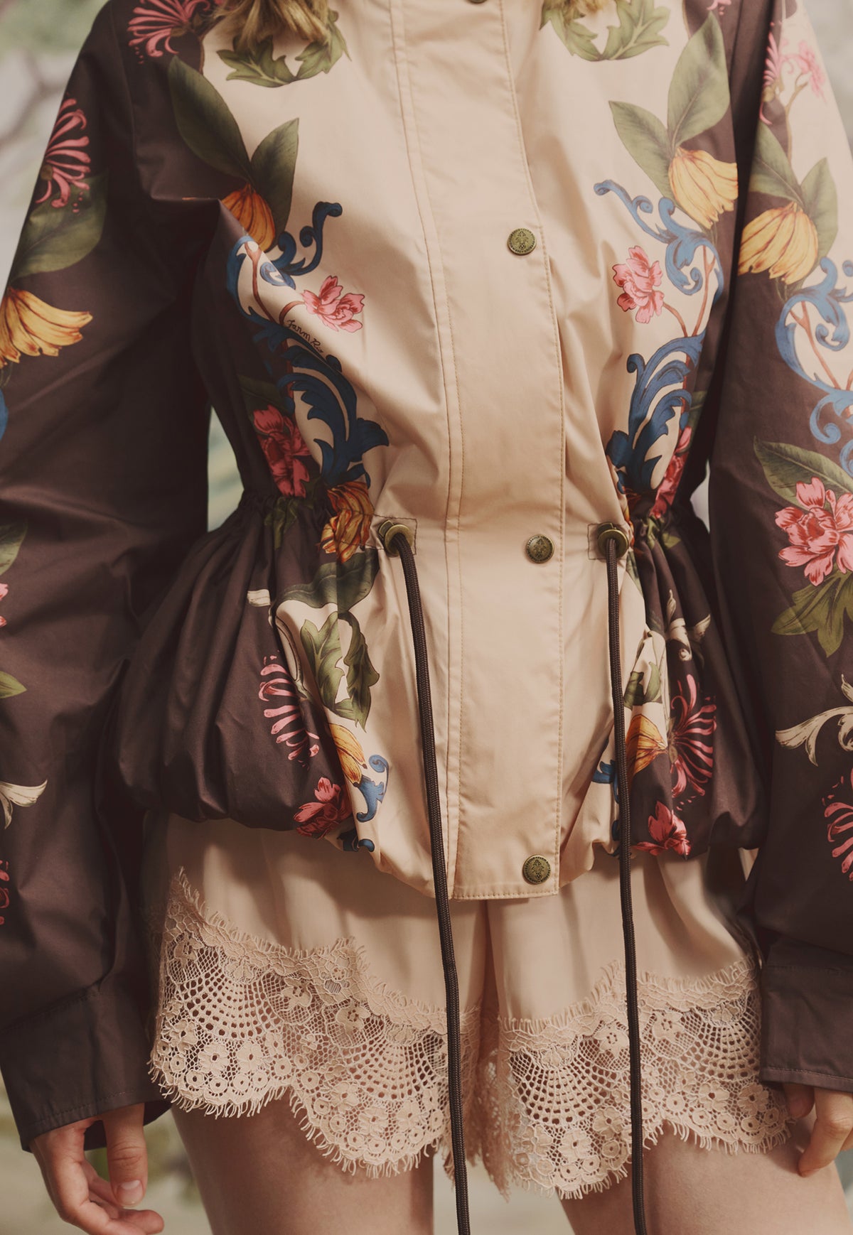 Barbour x Farm Rio Mandevilla Showerproof Jacket - Bloom Inbetween/Brown Banana