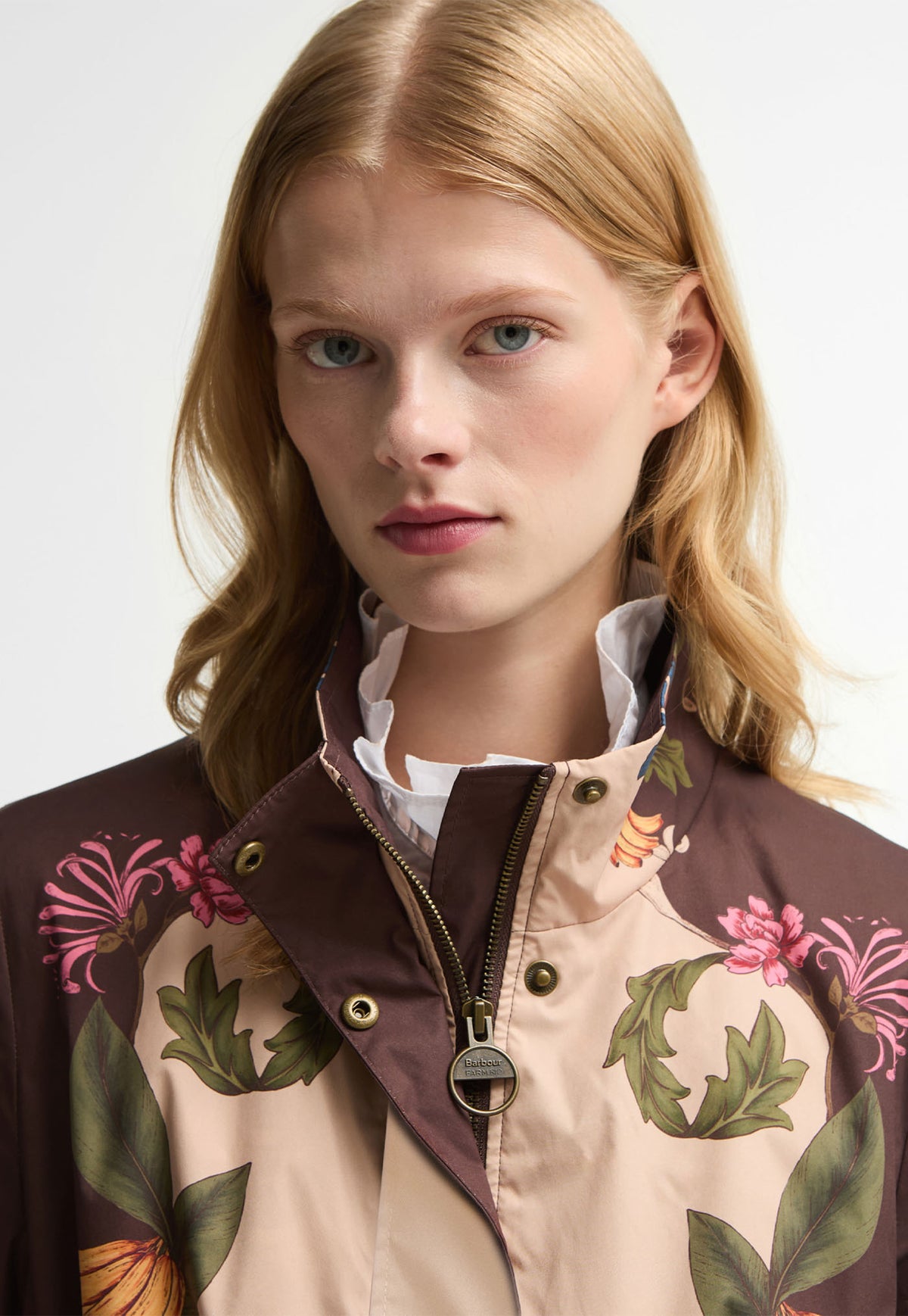 Barbour x Farm Rio Mandevilla Showerproof Jacket - Bloom Inbetween/Brown Banana
