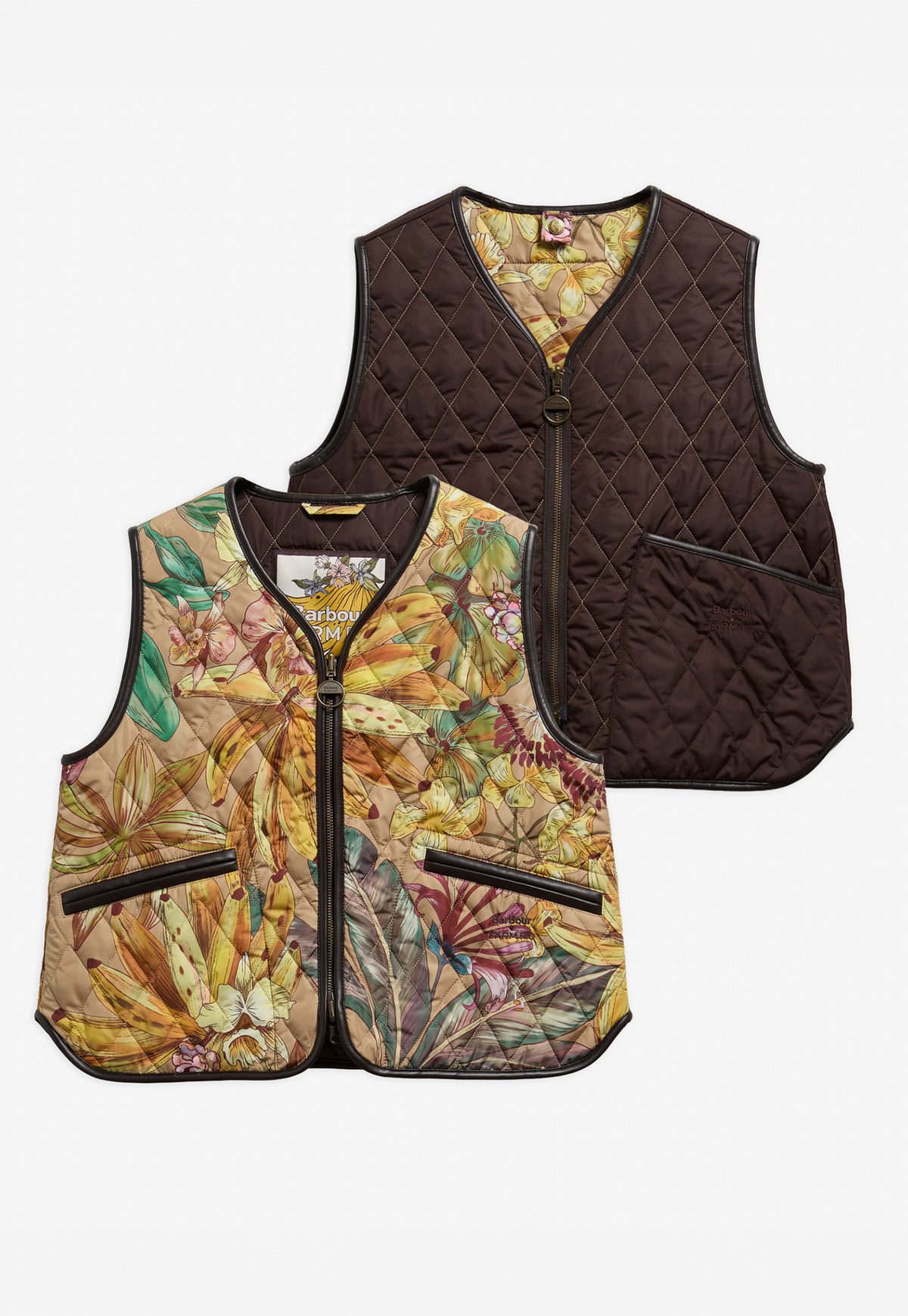 Barbour x Farm Rio Reversible Alpinias Quilted Liner - Banana Grove/Rustic