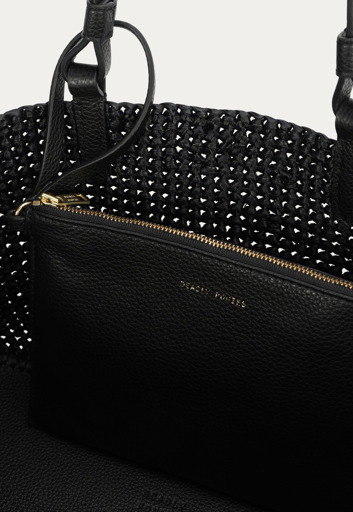 Medium Bandit Tote - Black Raffia