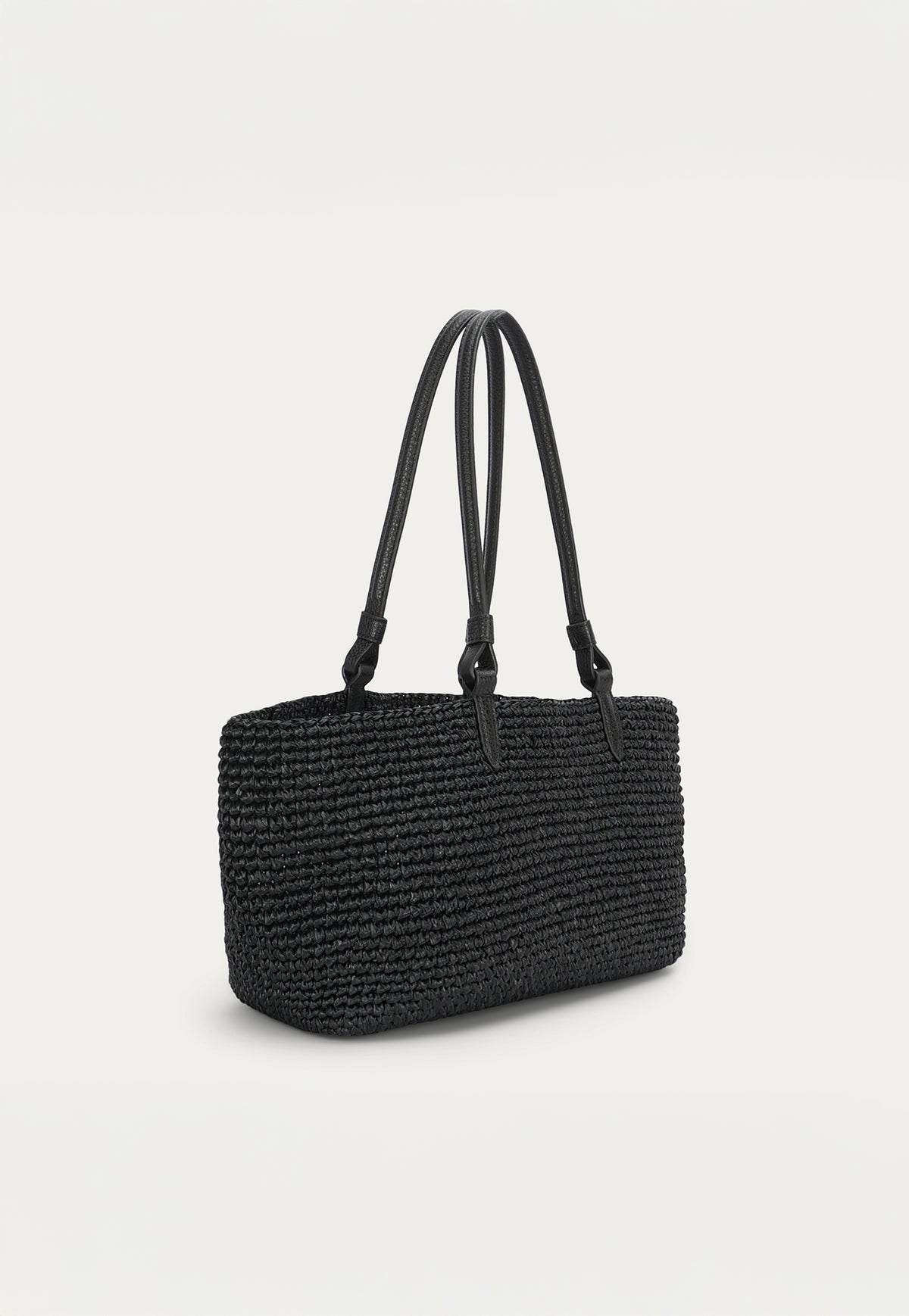 Medium Bandit Tote - Black Raffia