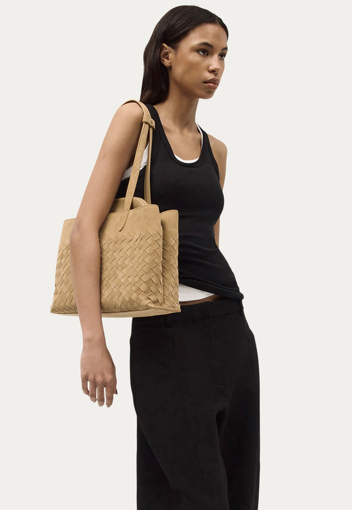 Vault Tote - Oat Woven Suede