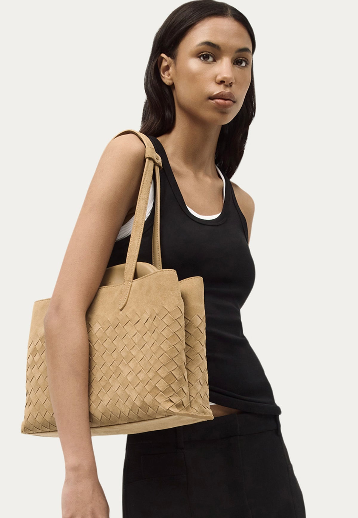 Vault Tote - Oat Woven Suede