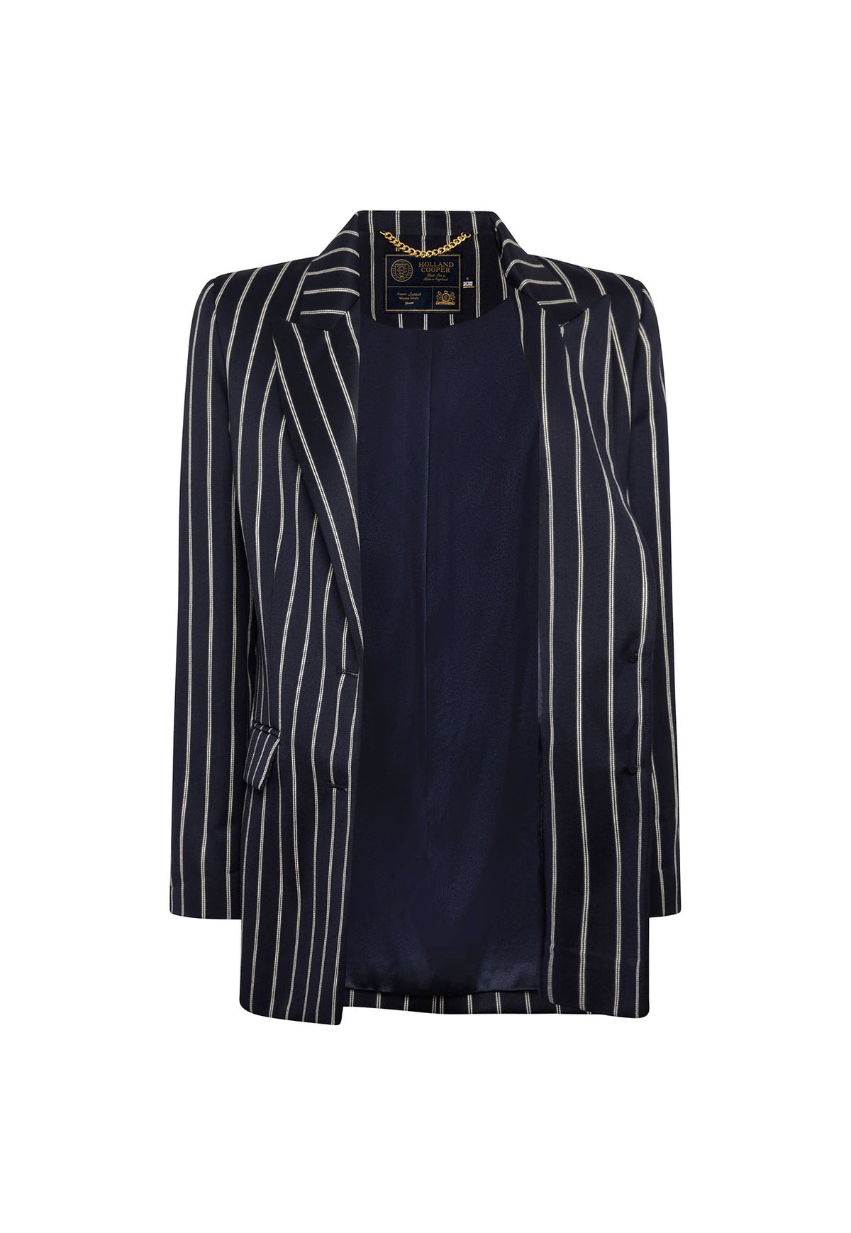 Single Breasted Belgravia Blazer - Ink Navy Wide Stripe