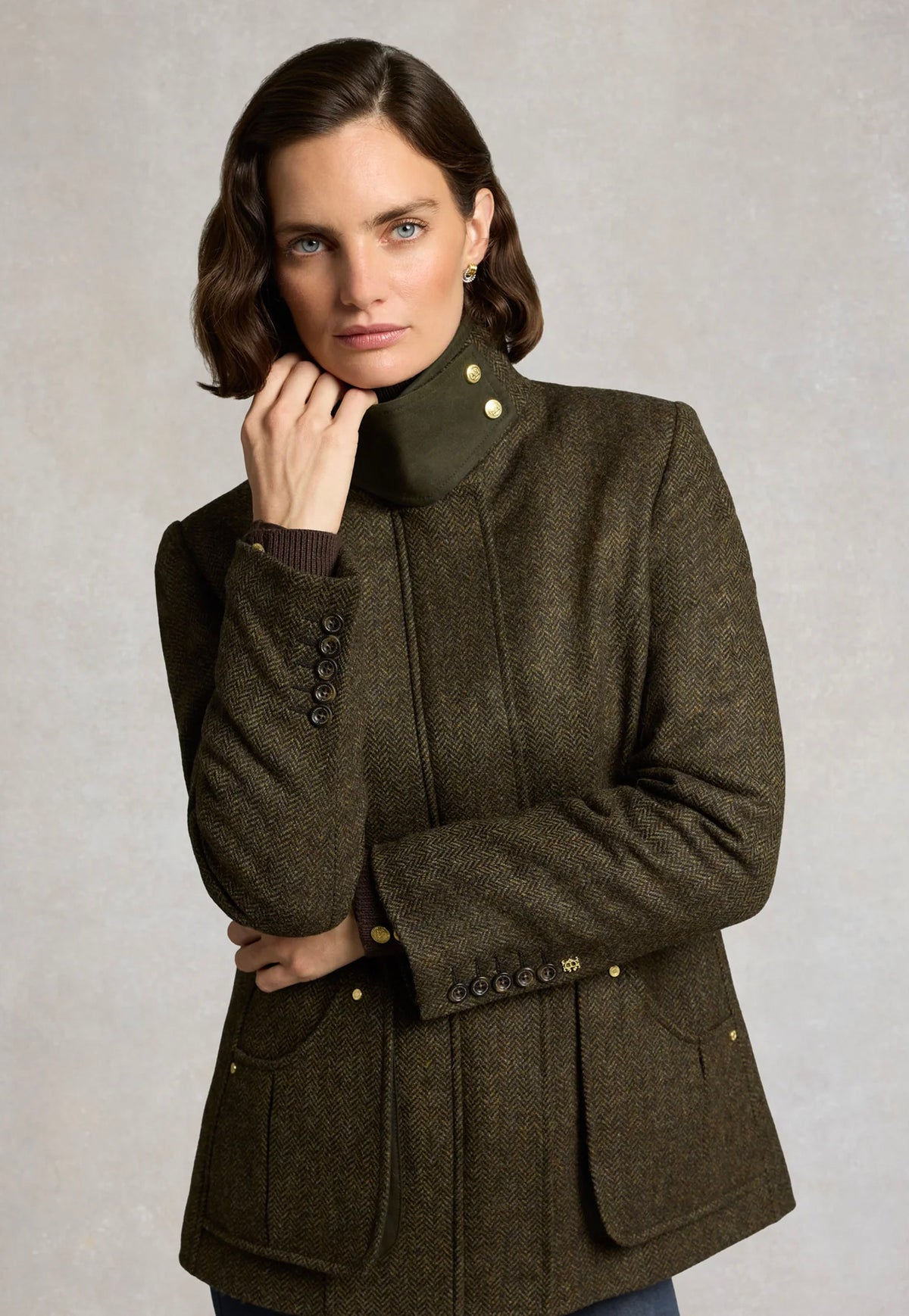 Country Classic Jacket - Dark Green Herringbone