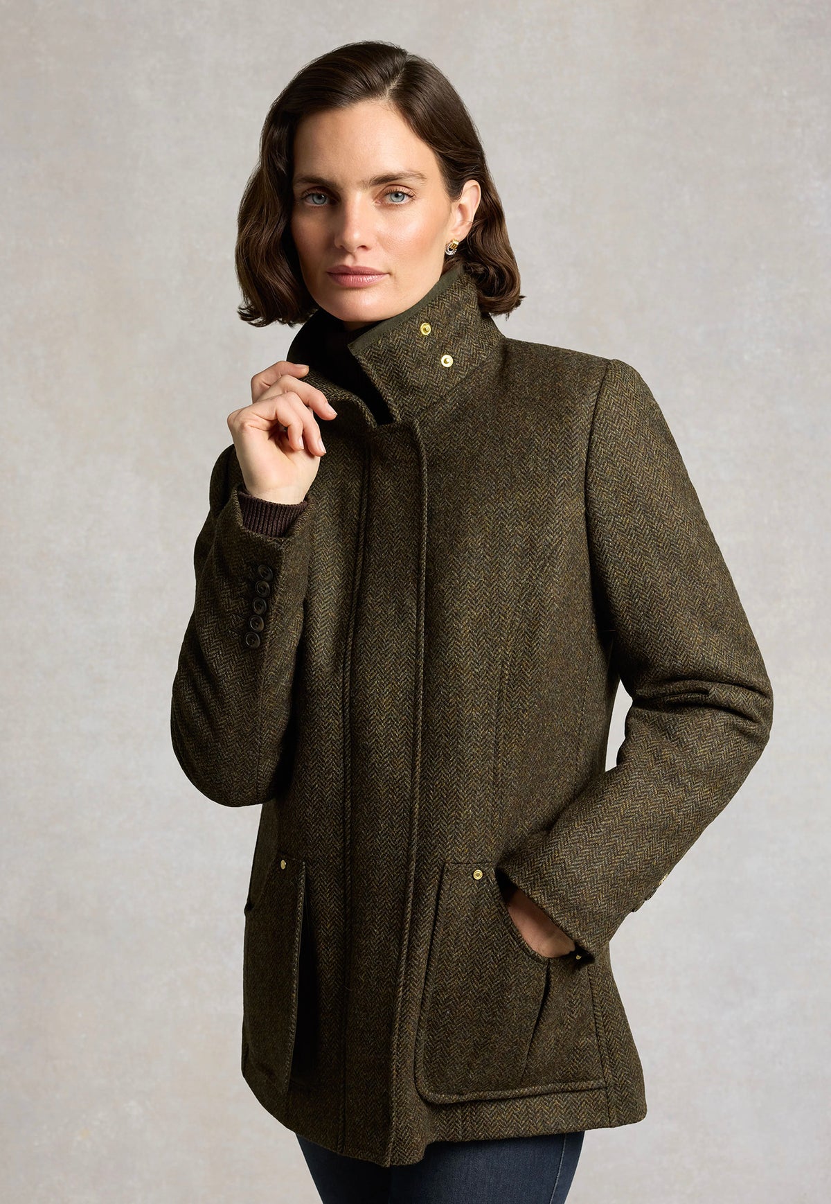 Country Classic Jacket - Dark Green Herringbone