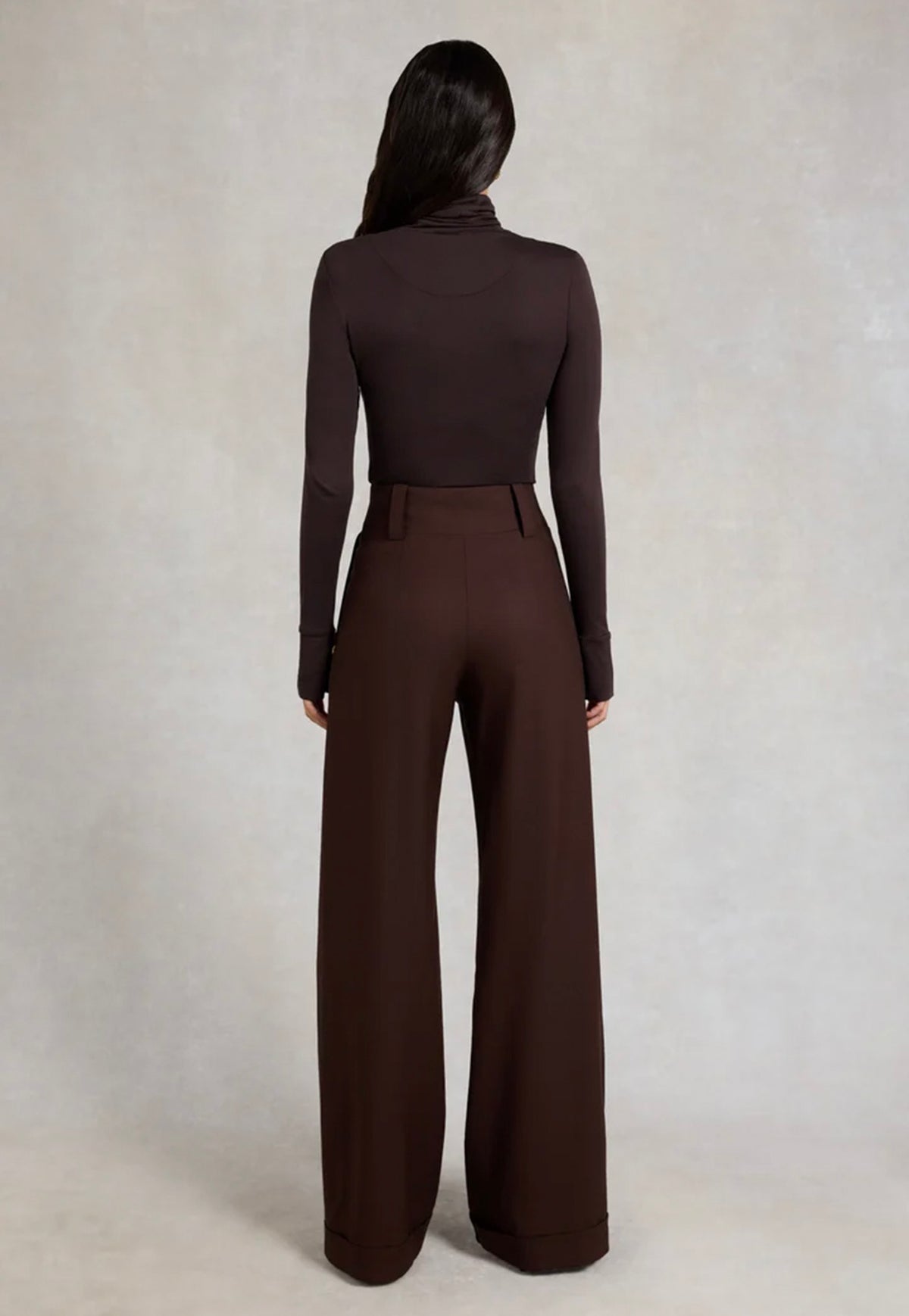 High Waisted Wide Leg - Walnut Twill