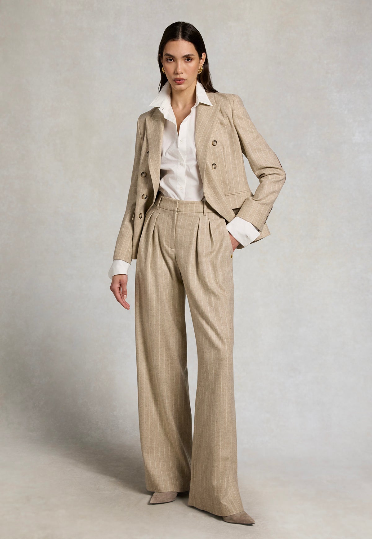 Knightsbridge Blazer - Oatmeal Pinstripe