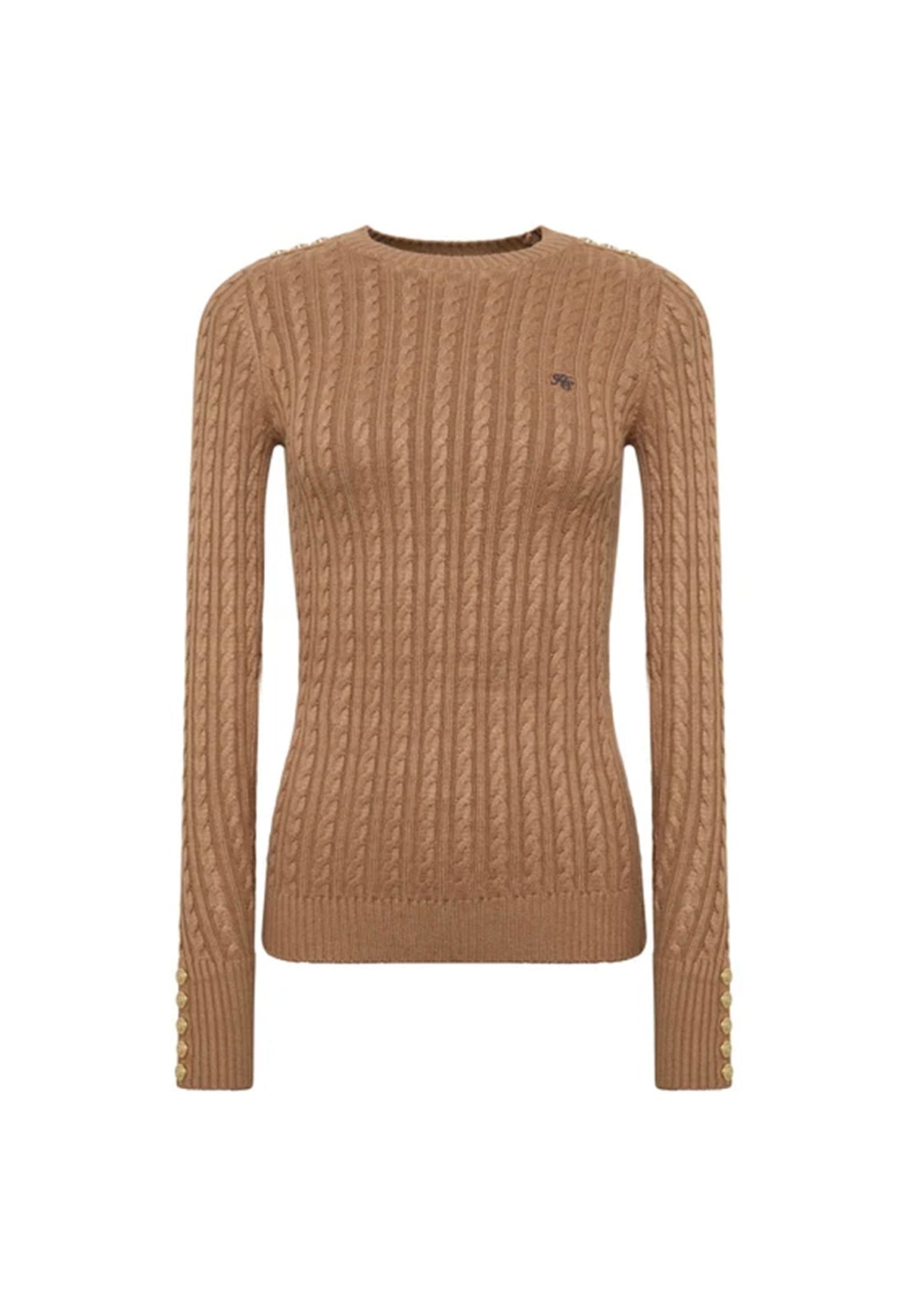 Seattle Cable Crew Knit - Dark Camel