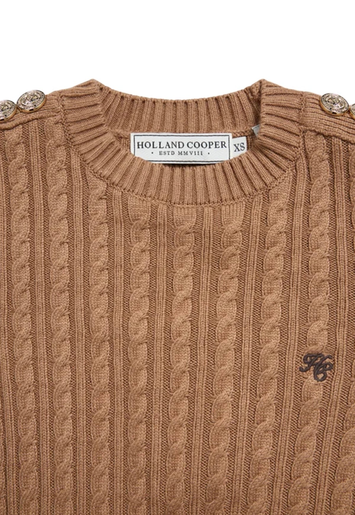 Seattle Cable Crew Knit - Dark Camel