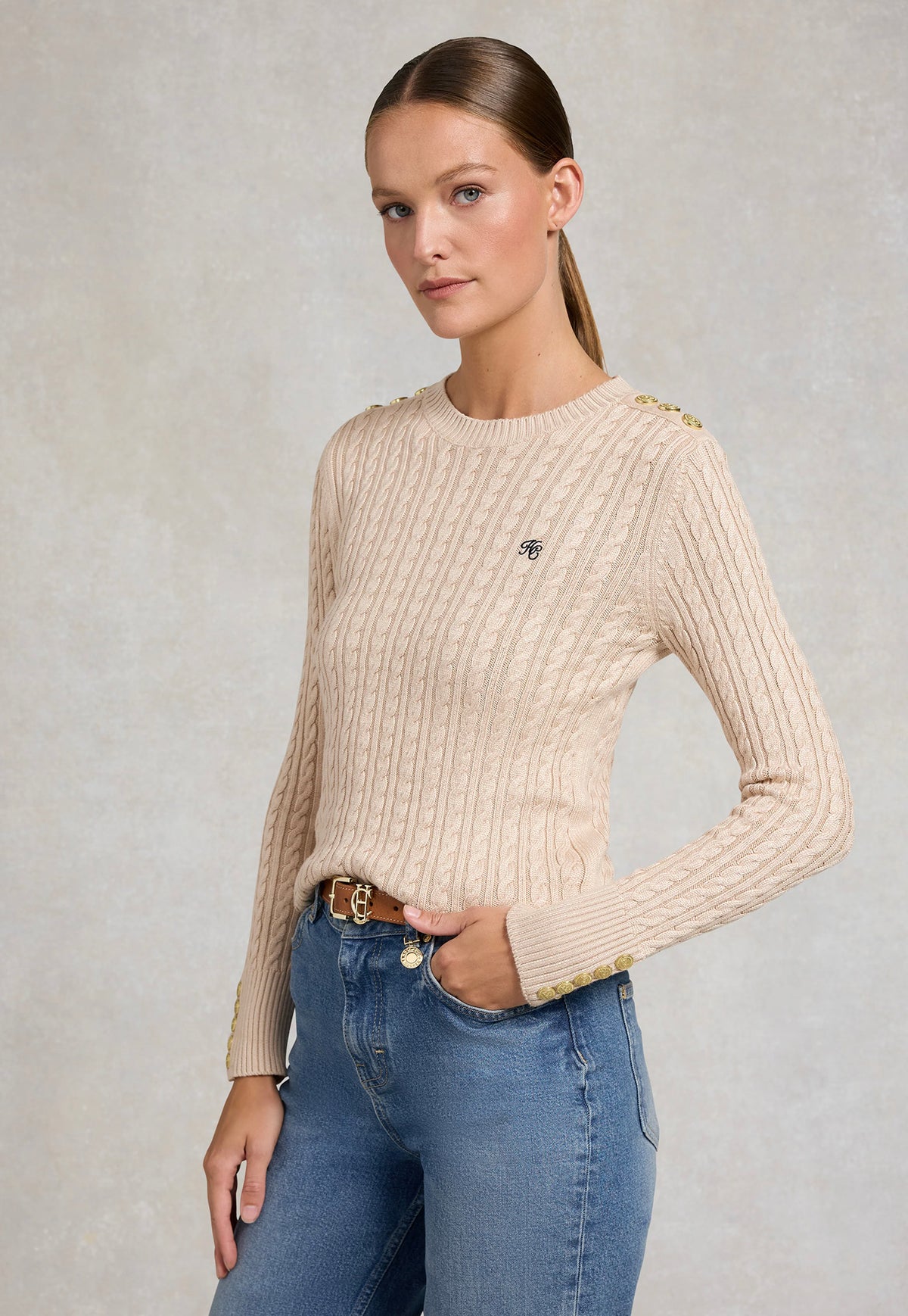 Seattle Cable Crew Knit - Oatmeal