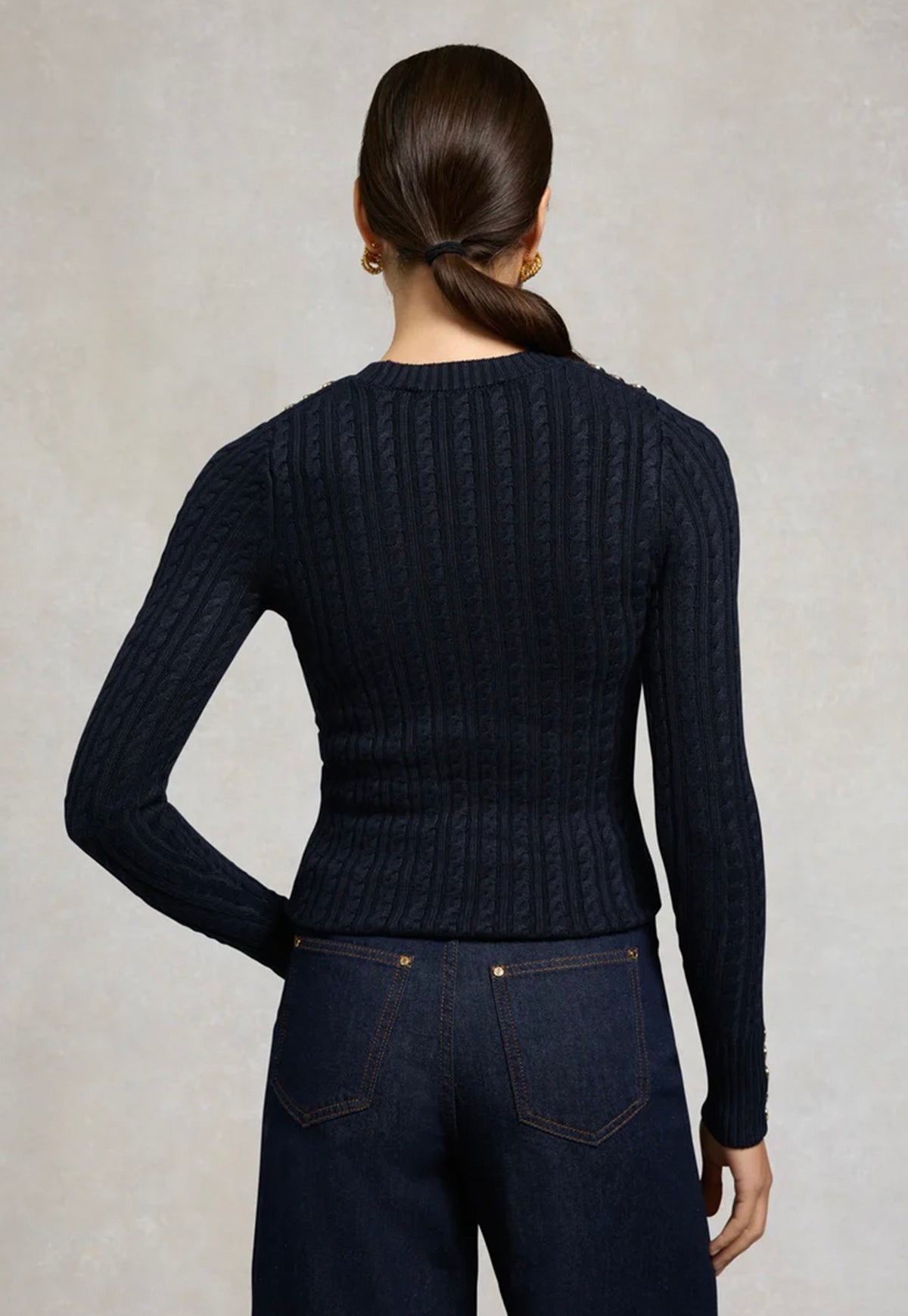 Seattle Cable Crew Knit - Ink Navy