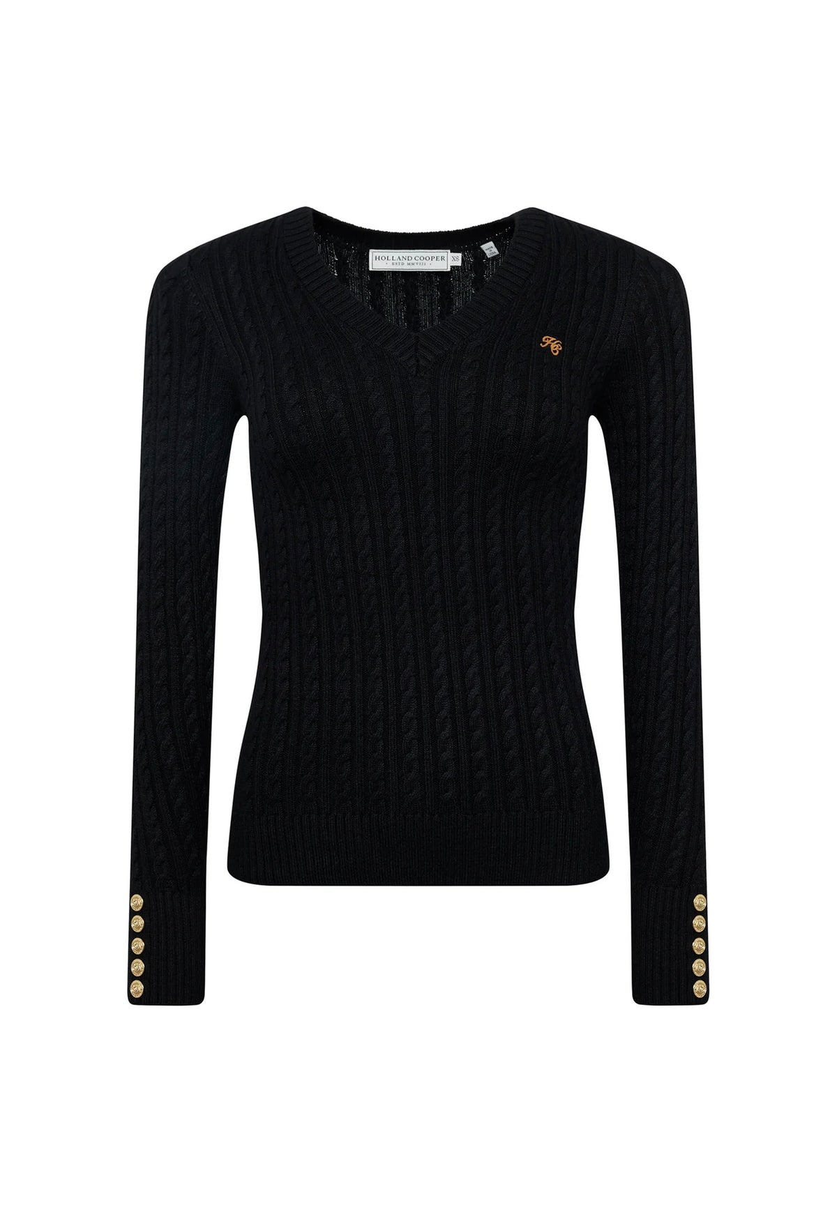 Seattle Cable V-Neck Knit - Black
