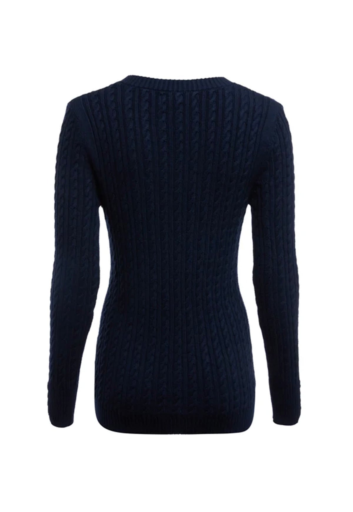 Seattle Cable V-Neck Knit - Ink Navy