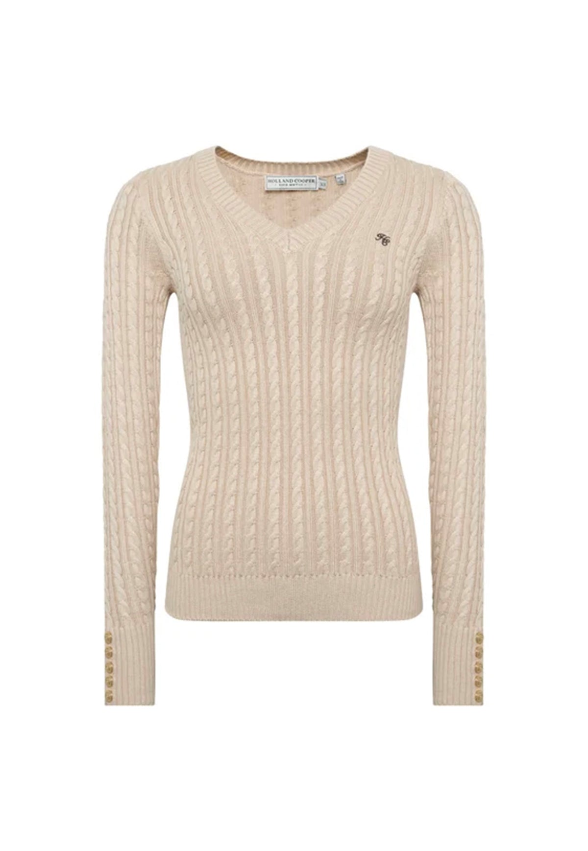 Seattle Cable V-Neck Knit - Oatmeal