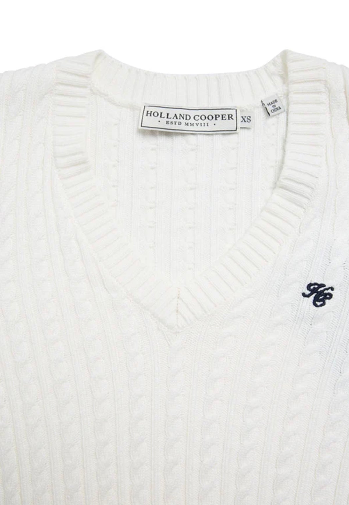 Seattle Cable V-Neck Knit - Winter White