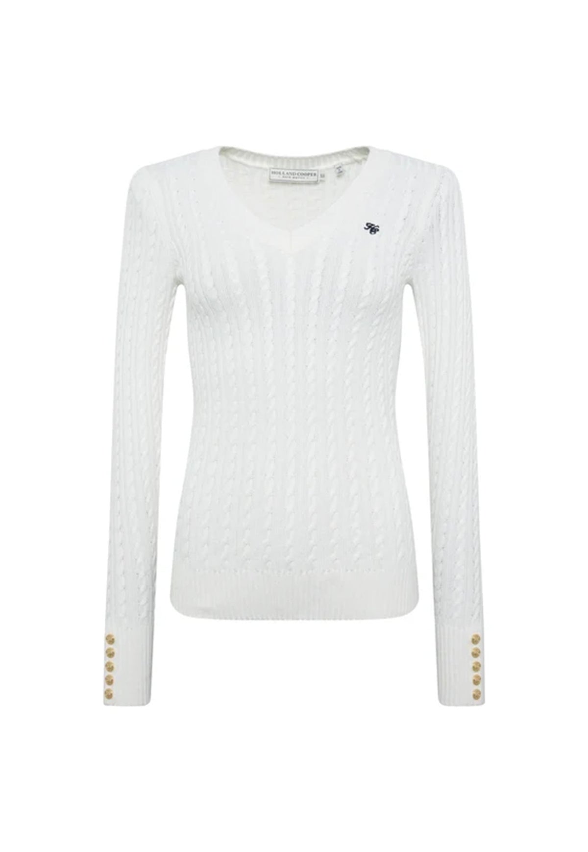 Seattle Cable V-Neck Knit - Winter White